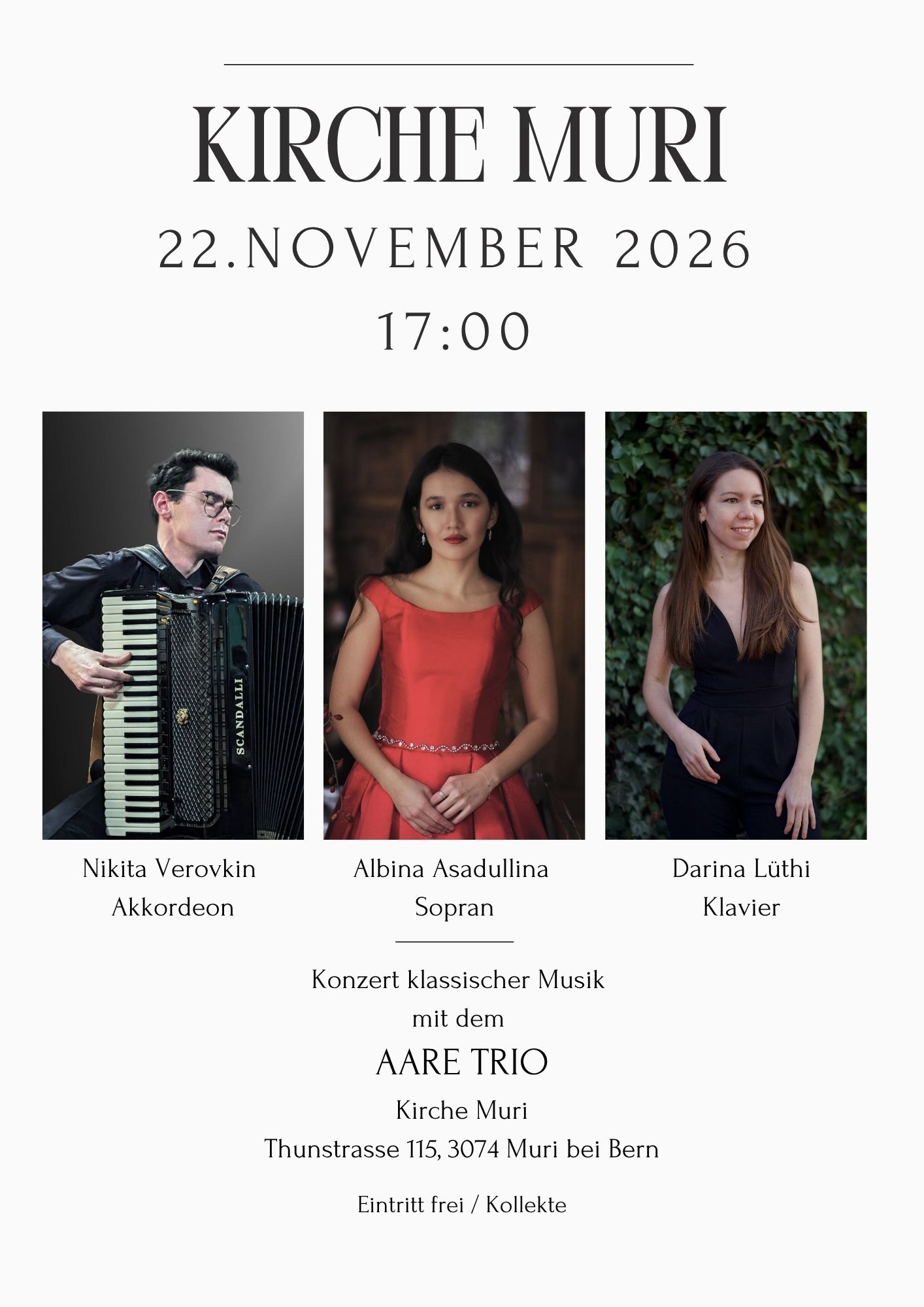 Konzert klassischer Musik mit dem AARE TRIO